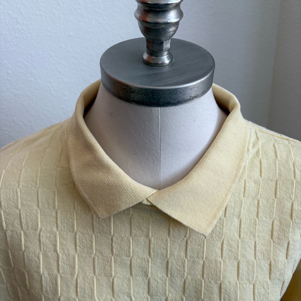 Vintage Cotton to the Core Buttercream Yellow Basketweave Knit Sweater Sz M - Picture 4 of 8